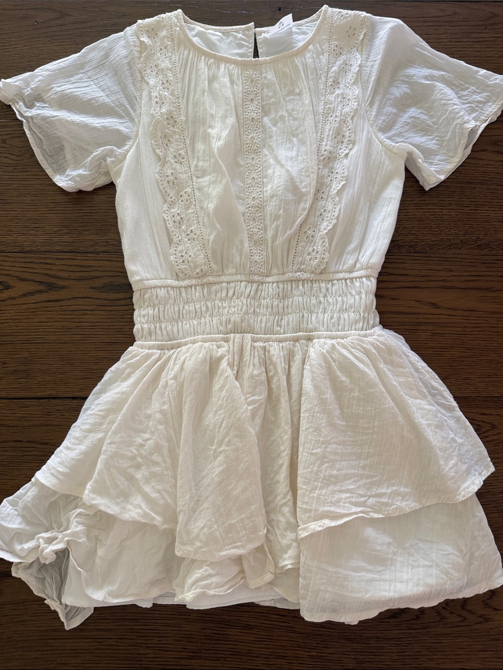 abercrombie kids White Lace-Detail Smocked Waist Dress